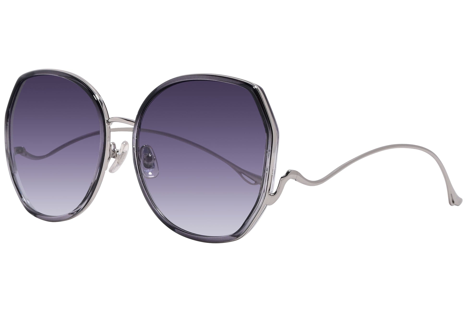 Bolon Silver Color Oval Sunglasses Viewed From A 45-Degree Angle.