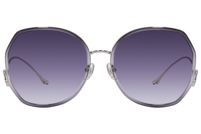 Bolon Silver Color Oval Sunglasses Viewed From Front Angle.