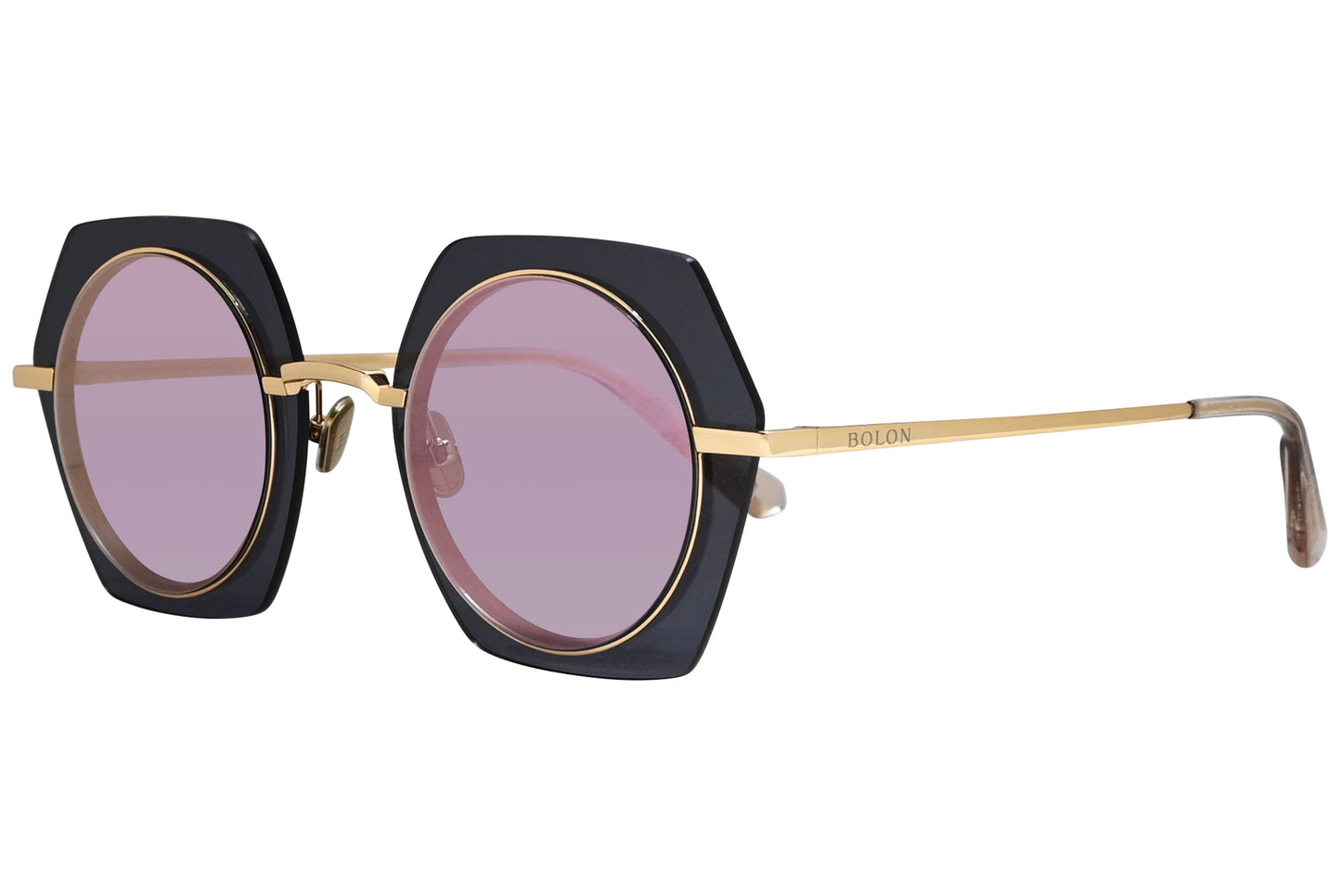 Bolon Geometric Pink Sunglasses Model: BL7005-B12 Side View