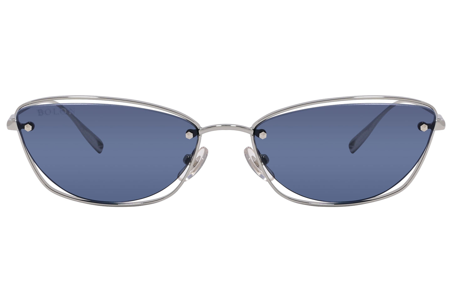 Bolon Blue Color Cat-Eye Sunglasses Viewed From Front Angle.