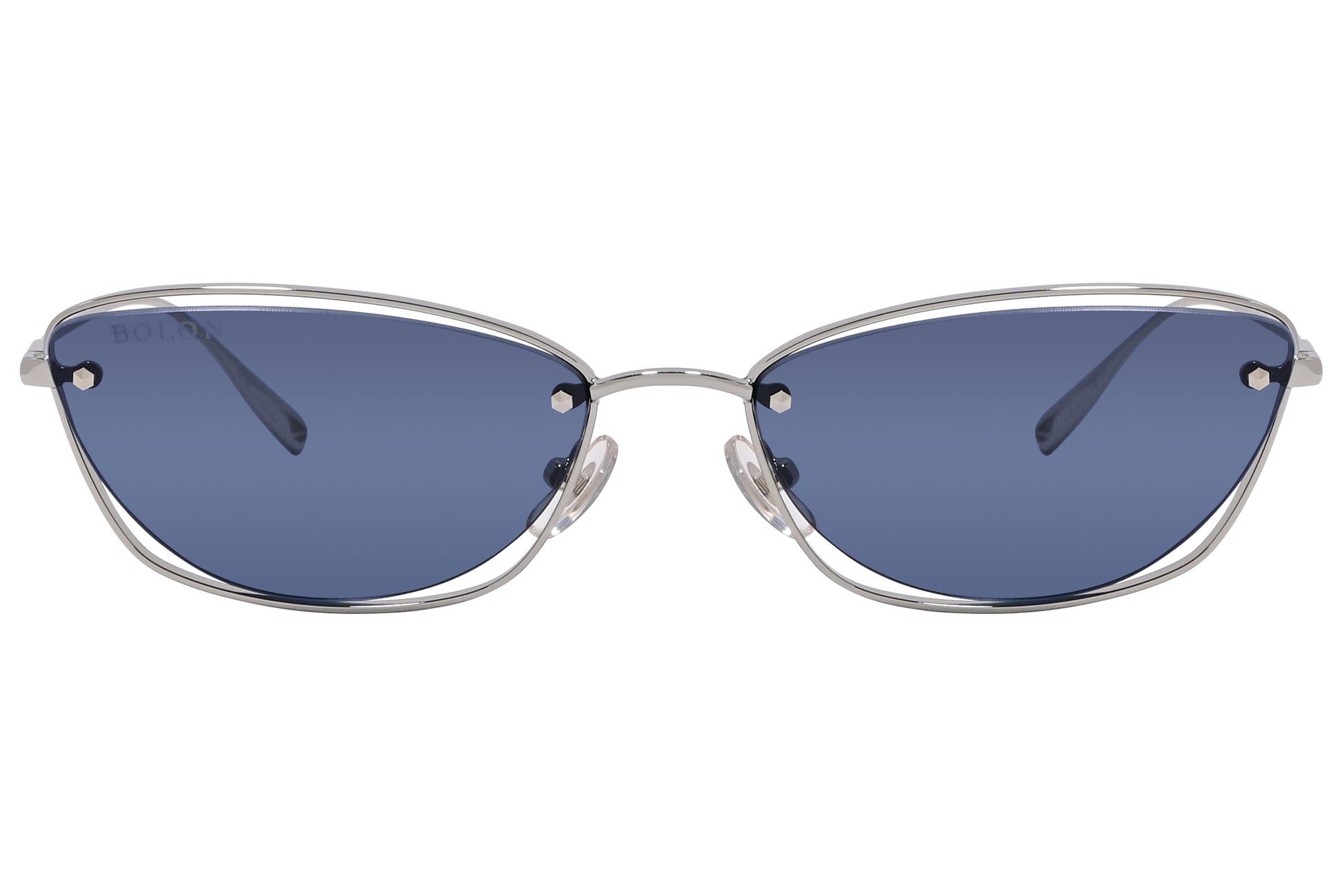 Bolon Blue Color Cat-Eye Sunglasses Viewed From Front Angle.