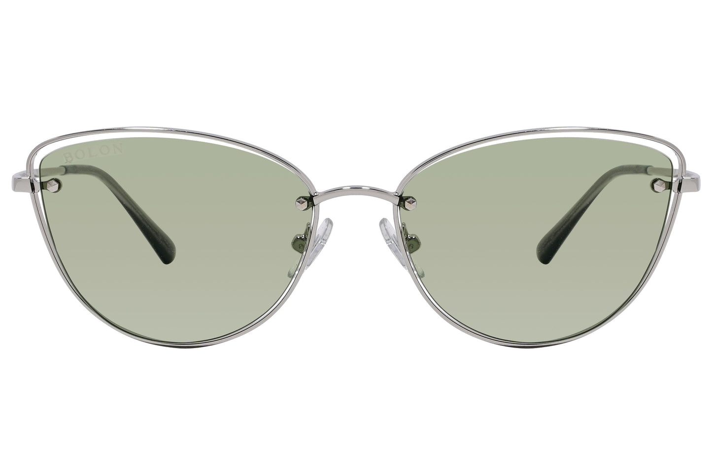 Bolon Green Color Cat-Eye Sunglasses Viewed From Front Angle.