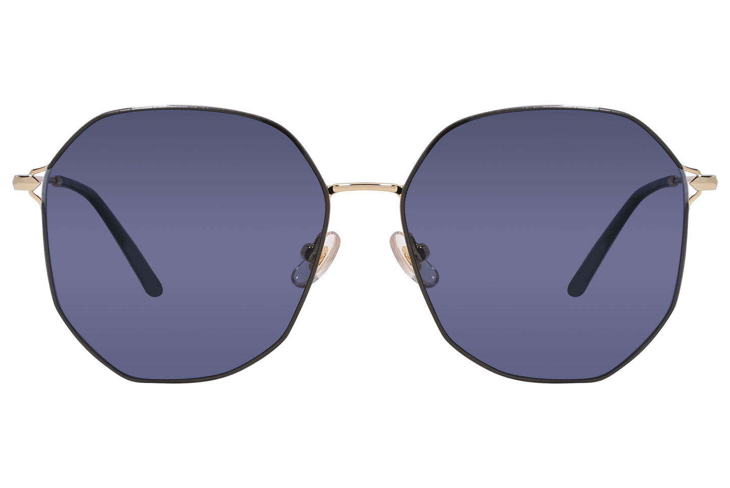 Bolon Blue Color Hexagonal Sunglasses Viewed From Front Angle.