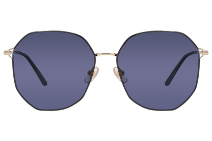 Bolon Blue Color Hexagonal Sunglasses Viewed From Front Angle.