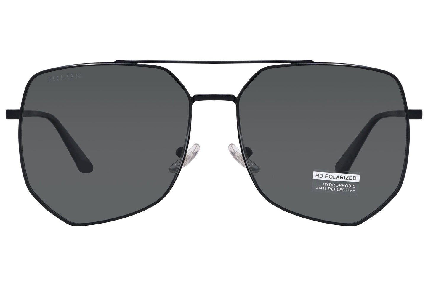 Bolon Black Color Aviator Sunglasses Viewed From Front Angle.