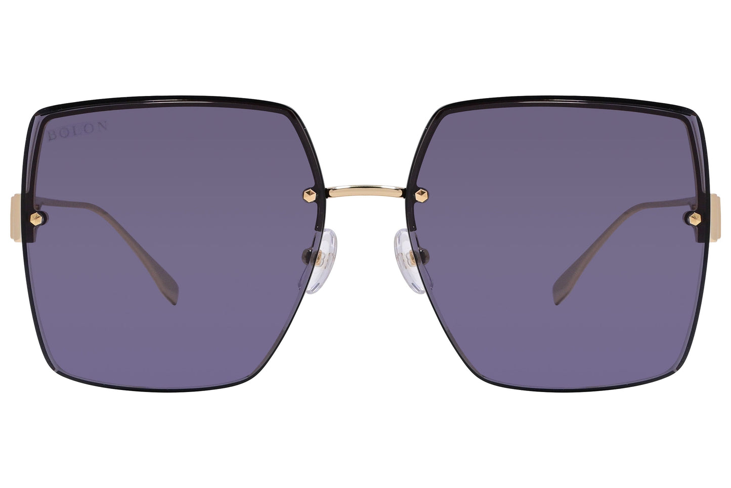 Bolon Gold Color Square Sunglasses Viewed From Front Angle.