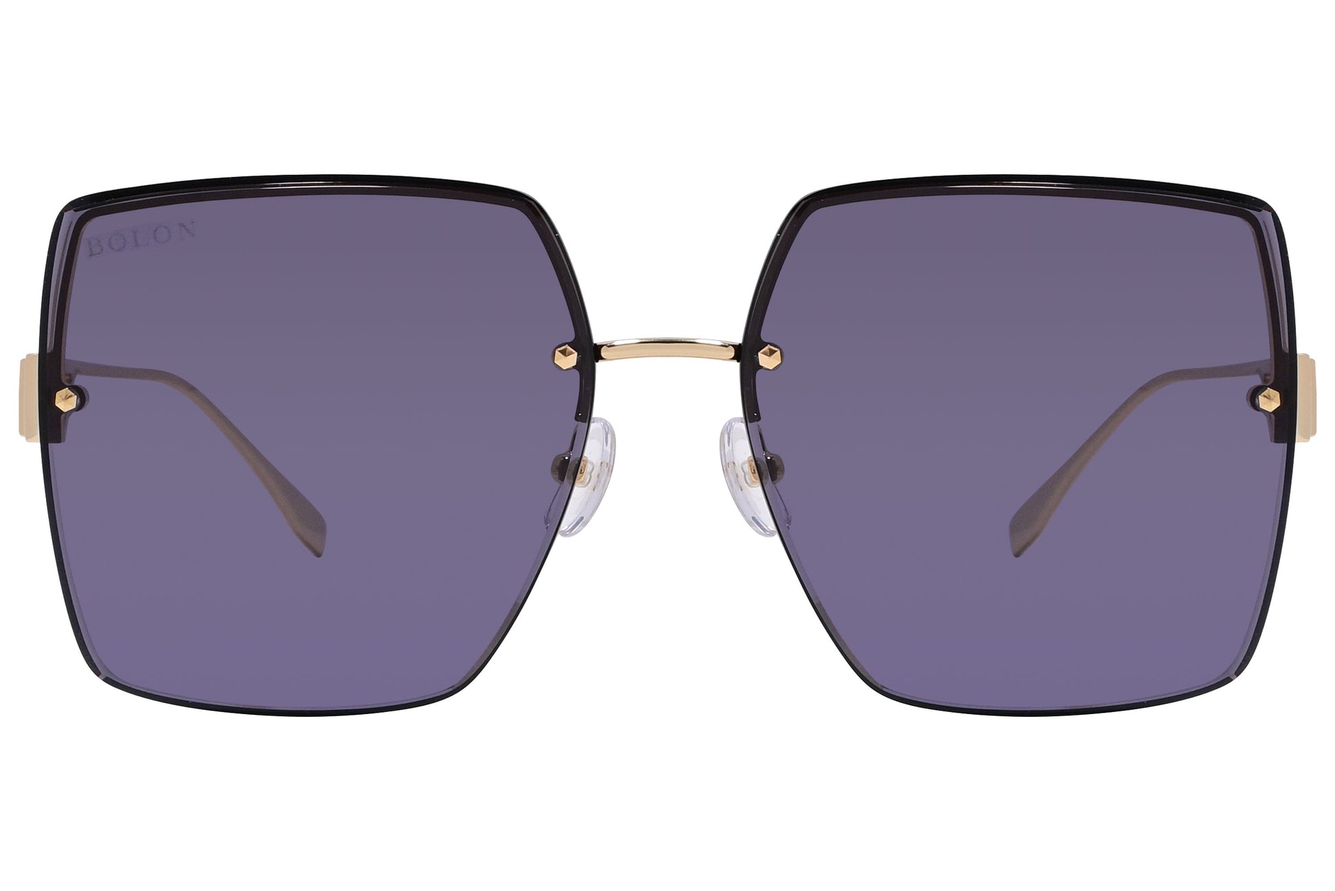 Bolon Gold Color Square Sunglasses Viewed From Front Angle.