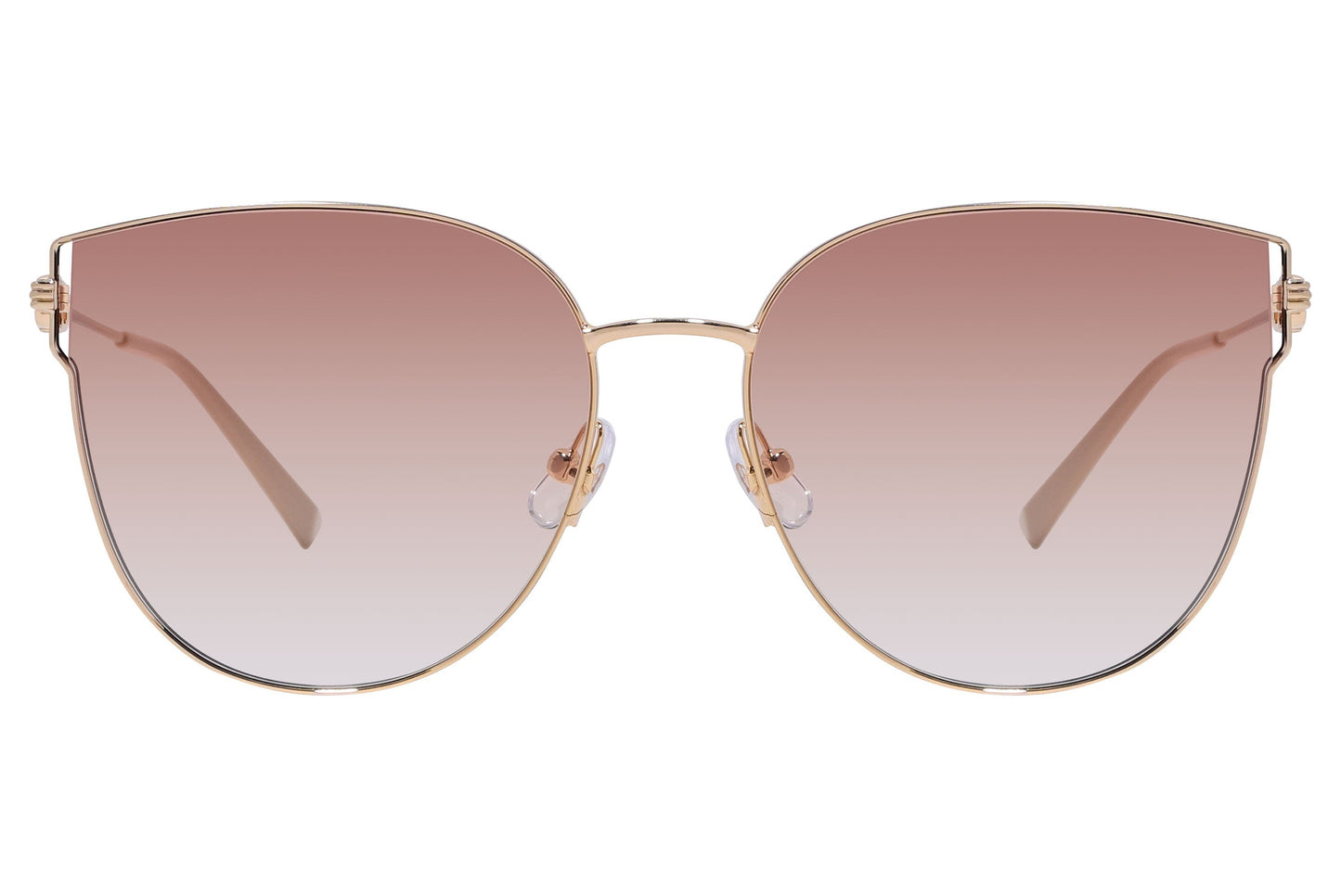 Bolon Pink Color Oval Sunglasses Viewed From Front Angle.