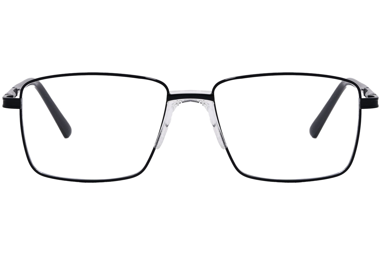 Boss Square Black Eyeglasses Frame Viewed From Front Angle.