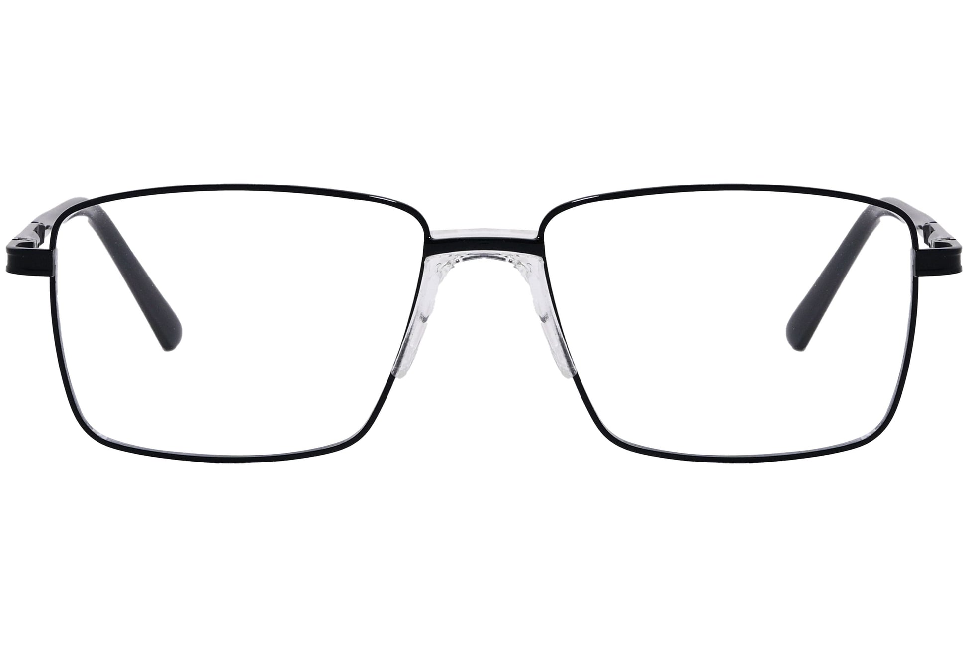 Boss Square Black Eyeglasses Frame Viewed From Front Angle.