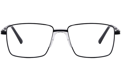 Boss Square Black Eyeglasses Frame Viewed From Front Angle.