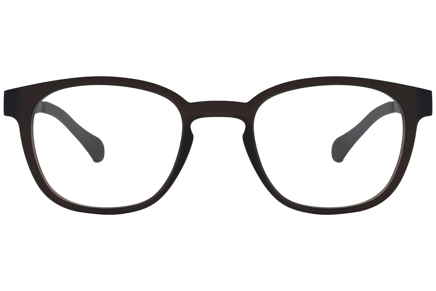 Boss Square Black Eyeglasses Frame Viewed From Front Angle.