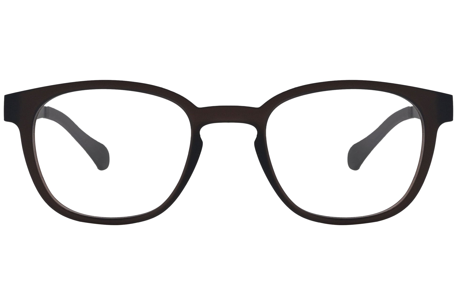 Boss Square Black Eyeglasses Frame Viewed From Front Angle.