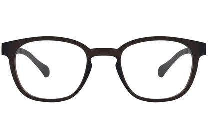 Boss Square Black Eyeglasses Frame Viewed From Front Angle.