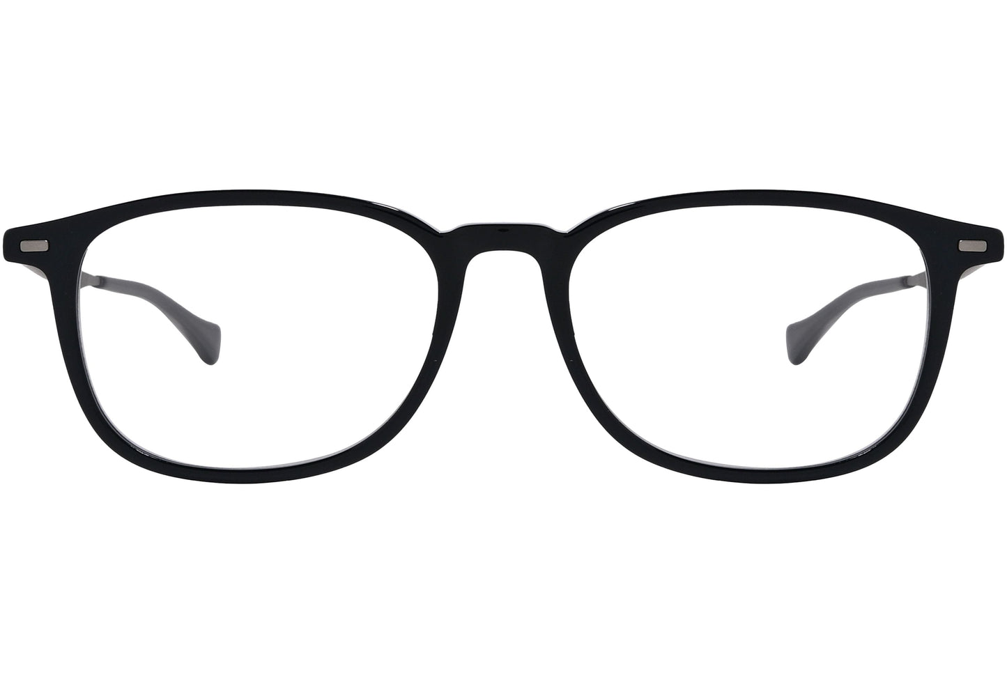 Boss Rectangle Black Eyeglasses Frame Viewed From Front Angle.