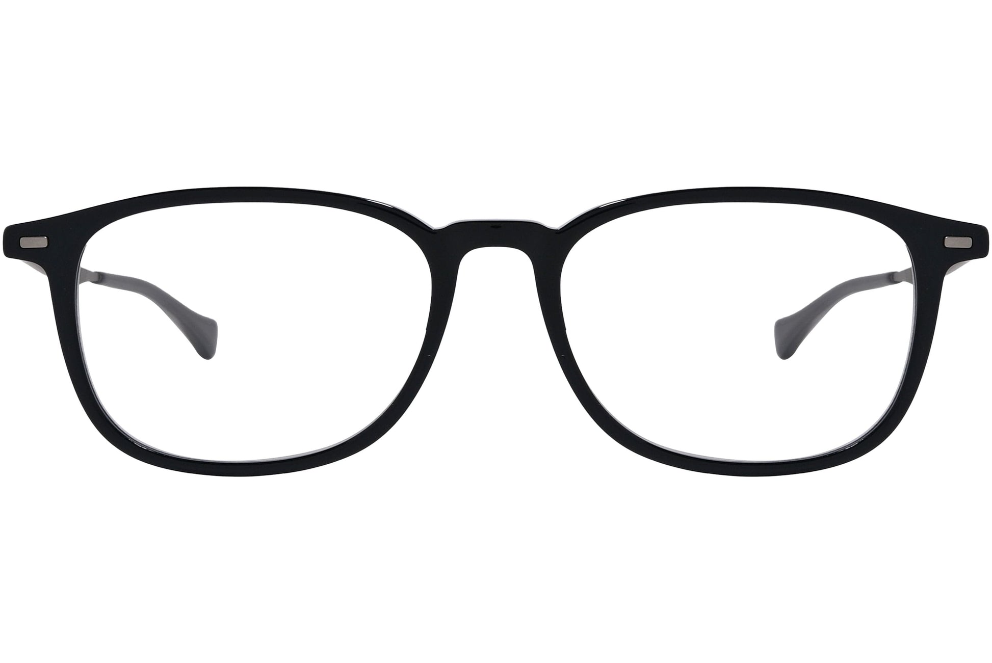 Boss Rectangle Black Eyeglasses Frame Viewed From Front Angle.