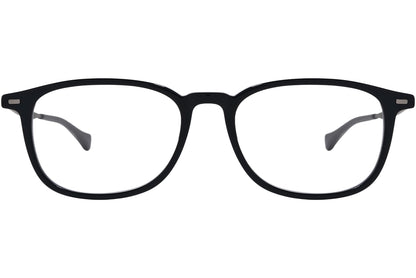 Boss Rectangle Black Eyeglasses Frame Viewed From Front Angle.