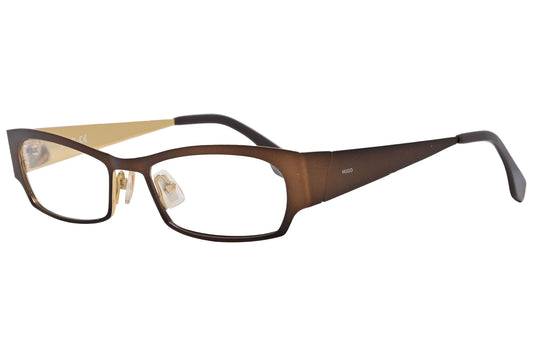 Boss Rectangle Bronze Eyeglasses Frame Viewed From A 45-Degree Angle.