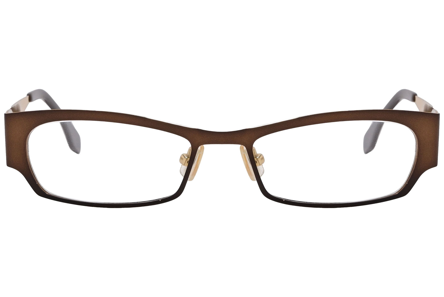 Boss Rectangle Bronze Eyeglasses Frame Viewed From Front Angle.