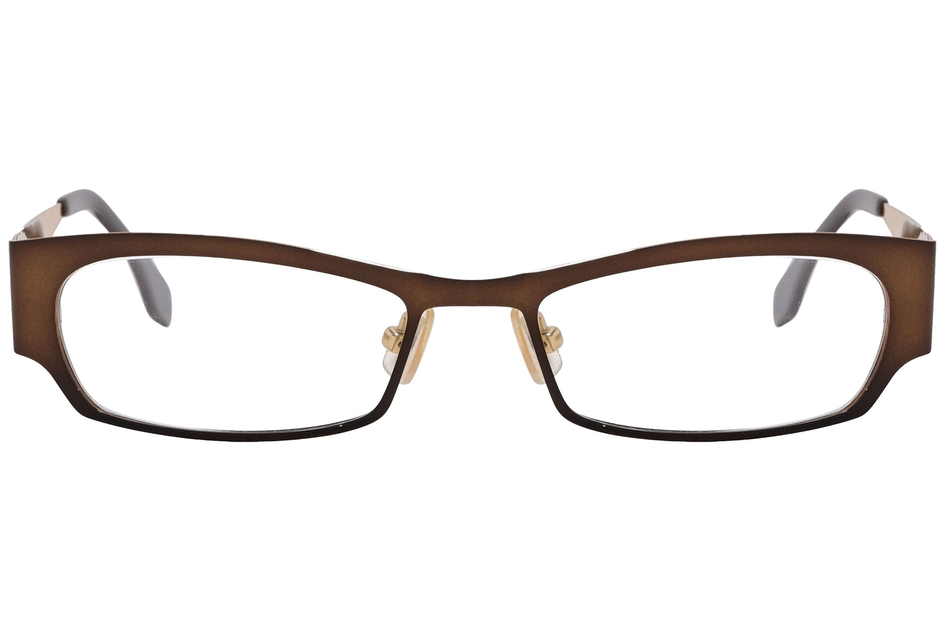 Boss Rectangle Bronze Eyeglasses Frame Viewed From Front Angle.