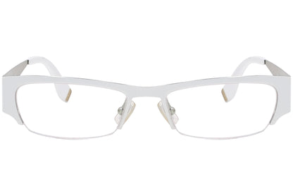 Boss Rectangle White Eyeglasses Frame Viewed From Front Angle.