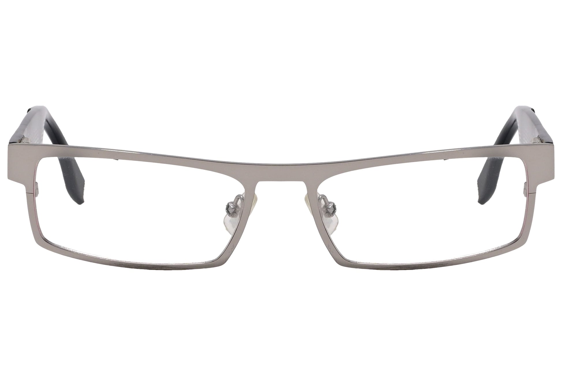 Boss Rectangle Gray Eyeglasses Frame Viewed From Front Angle.