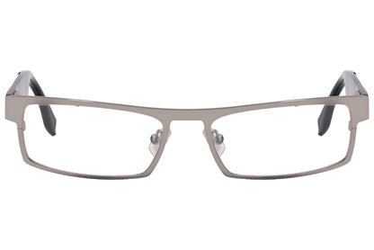 Boss Rectangle Gray Eyeglasses Frame Viewed From Front Angle.