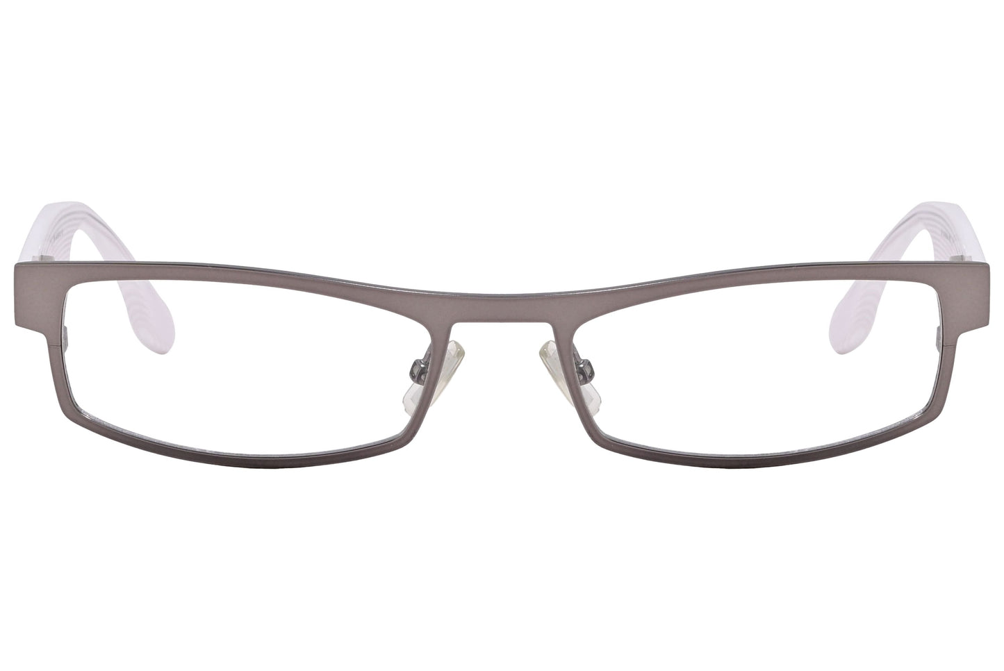 Boss Rectangle Gray Eyeglasses Frame Viewed From Front Angle.