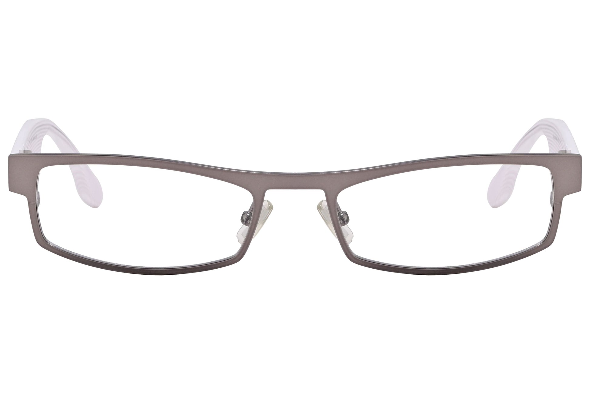 Boss Rectangle Gray Eyeglasses Frame Viewed From Front Angle.