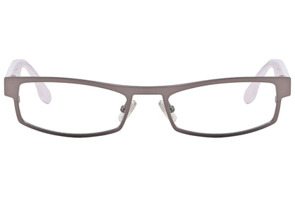 Boss Rectangle Gray Eyeglasses Frame Viewed From Front Angle.