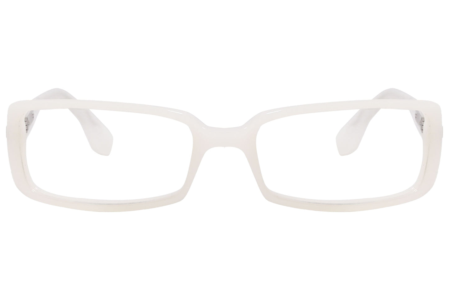 Boss Rectangle White Eyeglasses Frame Viewed From Front Angle.