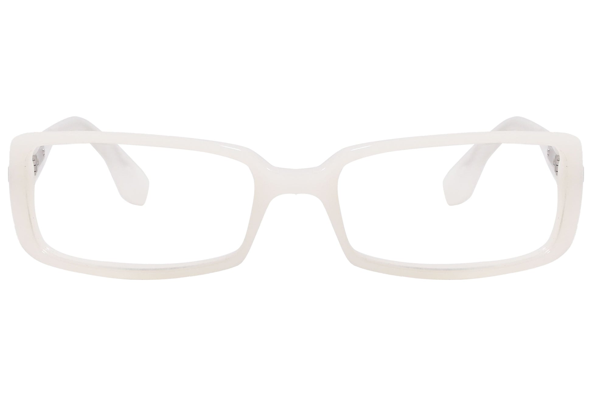 Boss Rectangle White Eyeglasses Frame Viewed From Front Angle.