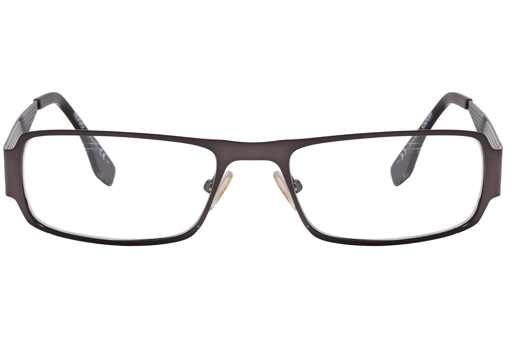 Boss Rectangle Bronze Eyeglasses Frame Viewed From Front Angle.