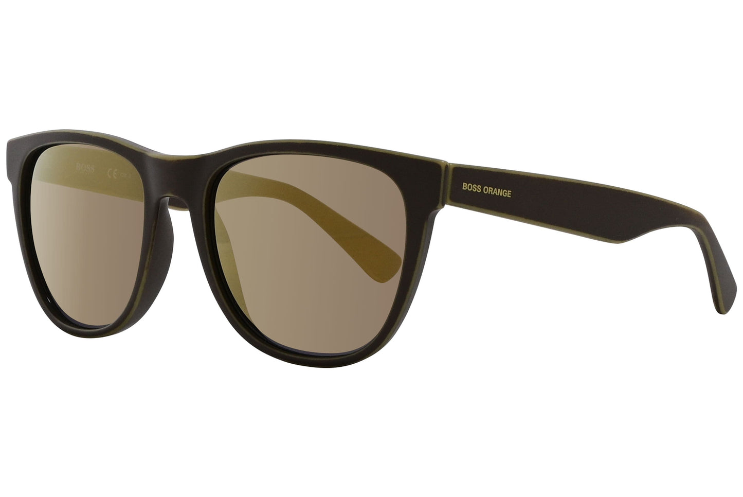 Boss Orange Brown Color Wayfarer Sunglasses Viewed From A 45-Degree Angle.