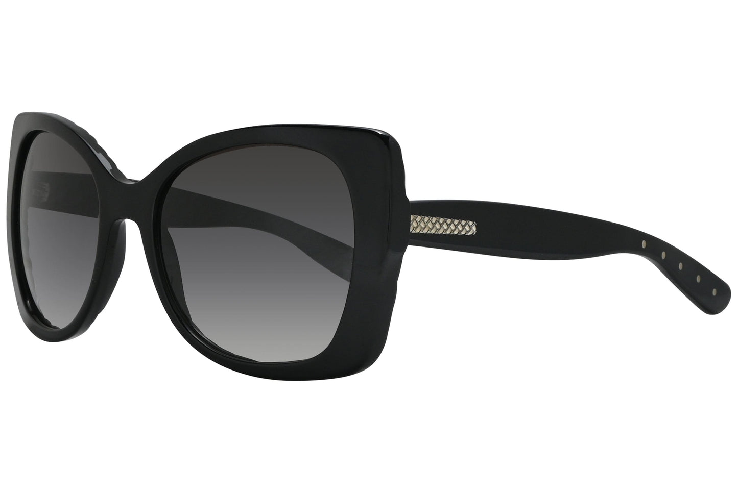 Bottega Veneta Black Color Butterfly Sunglasses Viewed From A 45-Degree Angle.