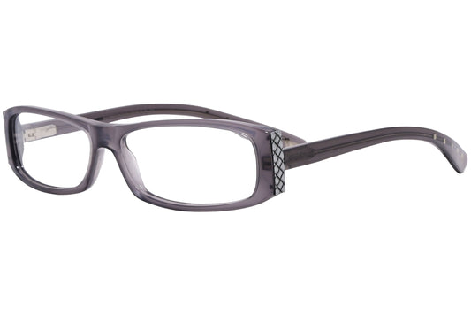 Bottega Veneta Rectangle Gray Eyeglasses Frame Viewed From A 45-Degree Angle.