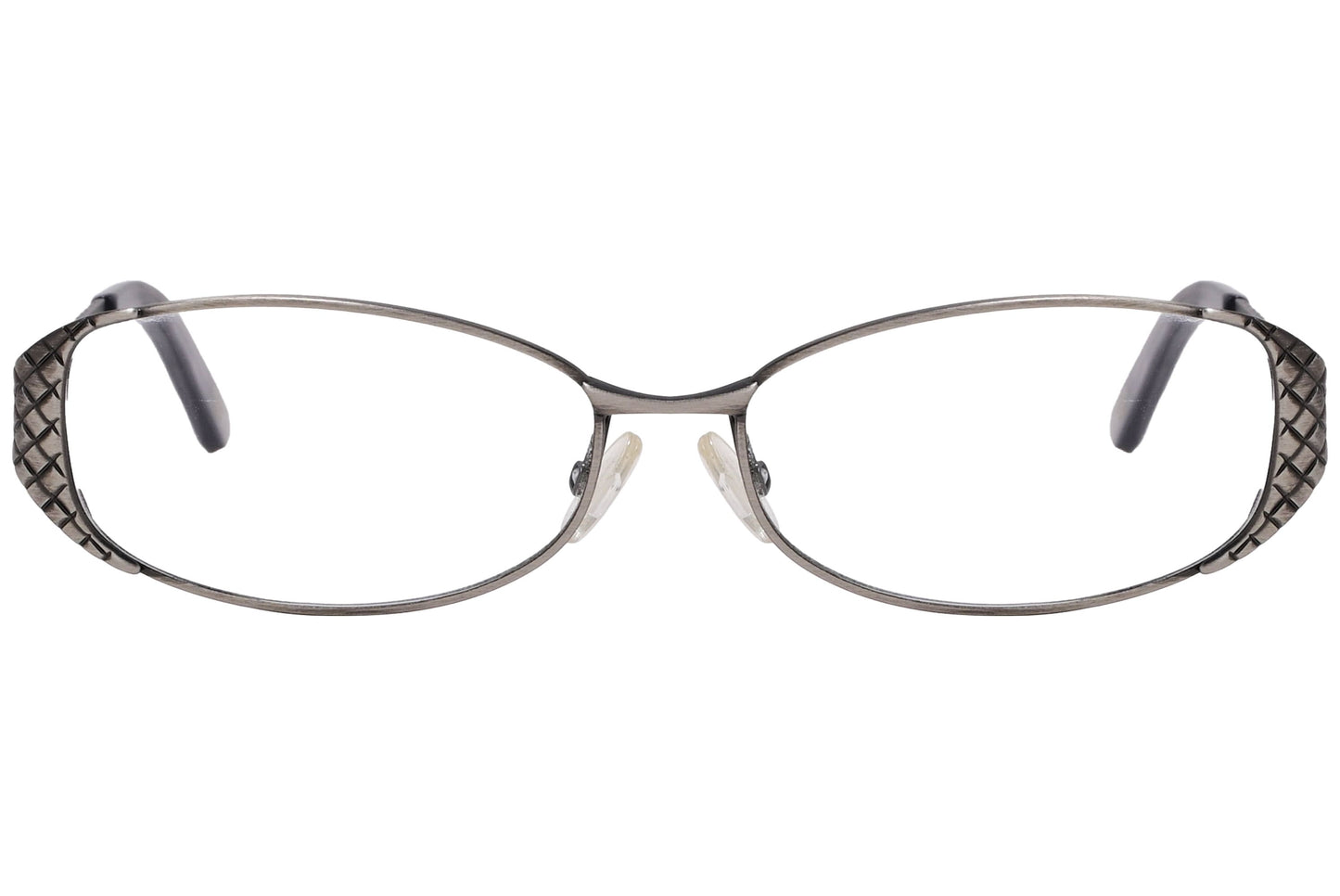 Bottega Veneta Rectangle Gray Eyeglasses Frame Viewed From Front Angle.