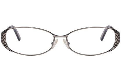 Bottega Veneta Rectangle Gray Eyeglasses Frame Viewed From Front Angle.