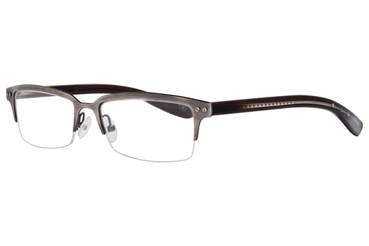 Bottega Veneta Rectangle Gray Eyeglasses Frame Viewed From A 45-Degree Angle.