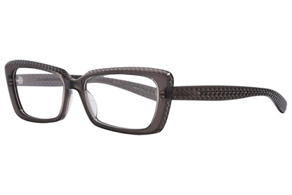 Bottega Veneta Geometric Gray Eyeglasses Frame Viewed From A 45-Degree Angle.