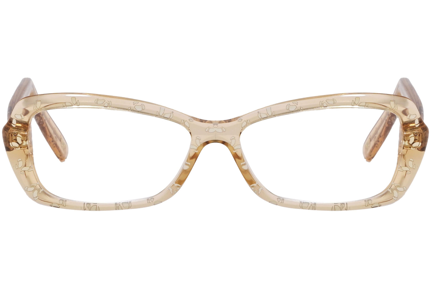 Bottega Veneta Rectangle Orange Eyeglasses Frame Viewed From Front Angle.