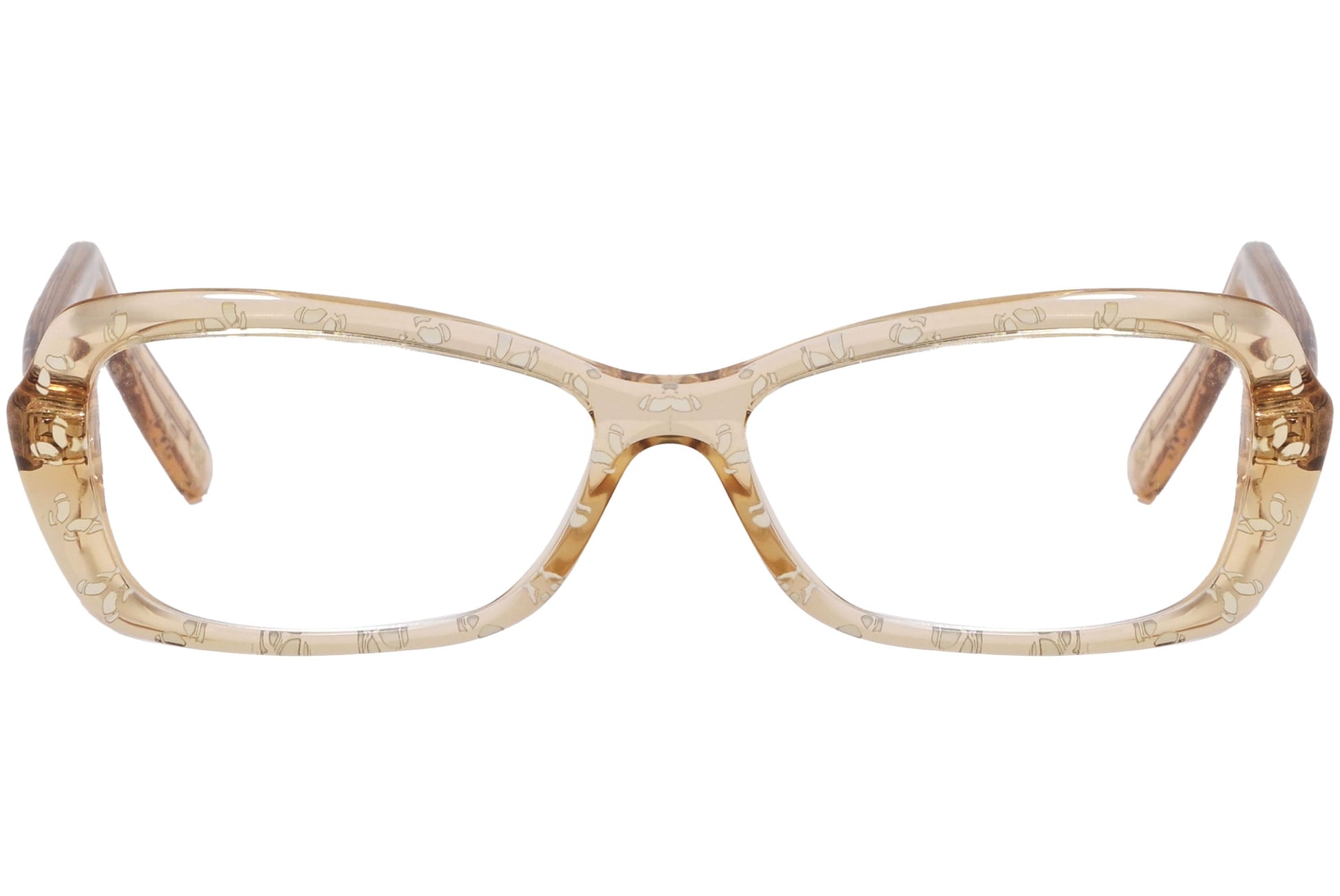 Bottega Veneta Rectangle Orange Eyeglasses Frame Viewed From Front Angle.