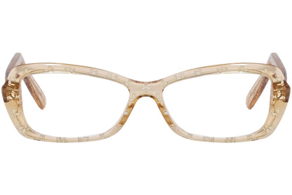 Bottega Veneta Rectangle Orange Eyeglasses Frame Viewed From Front Angle.