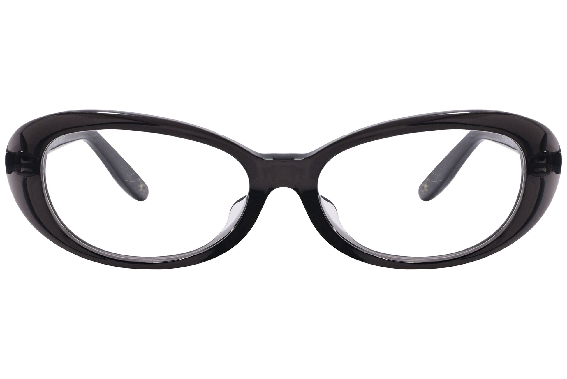 Bottega Veneta Oval Black Eyeglasses Frame Viewed From Front Angle.