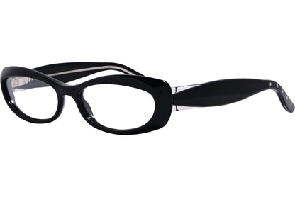 Bottega Veneta Oval Black Eyeglasses Frame Viewed From Front Angle.