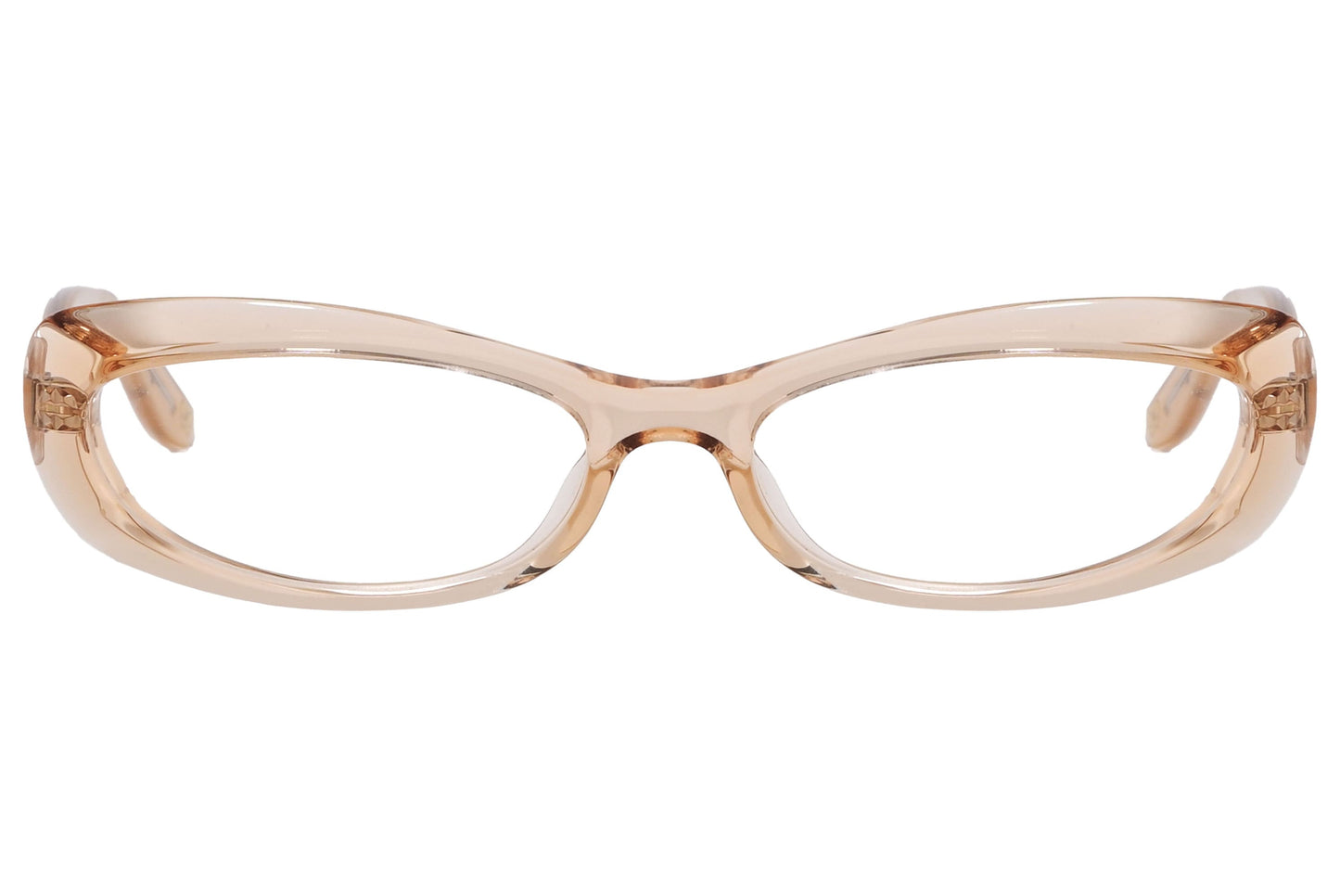 Bottega Veneta Oval Orange Eyeglasses Frame Viewed From Front Angle.