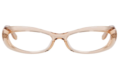 Bottega Veneta Oval Orange Eyeglasses Frame Viewed From Front Angle.