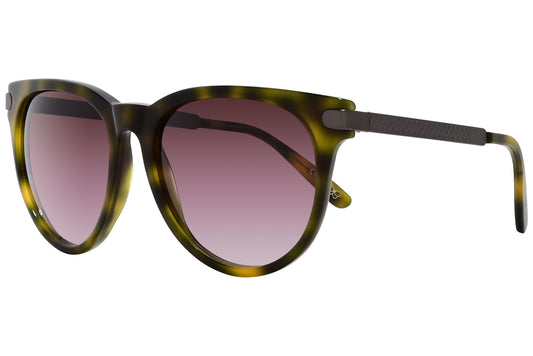 Bottega Veneta Tortoise Color Oval Sunglasses Viewed From A 45-Degree Angle.