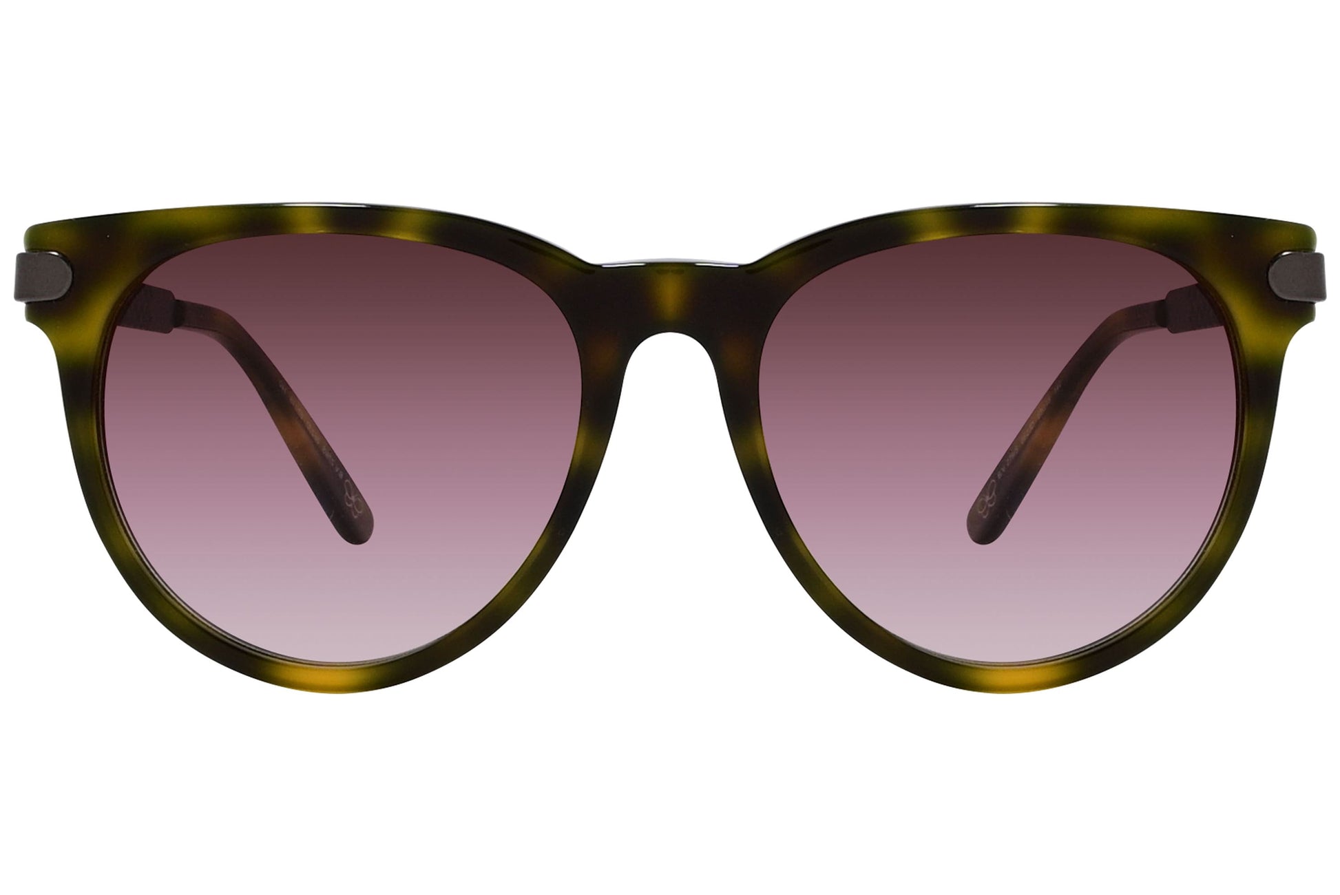 Bottega Veneta Tortoise Color Oval Sunglasses Viewed From Front Angle.