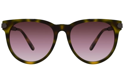 Bottega Veneta Tortoise Color Oval Sunglasses Viewed From Front Angle.